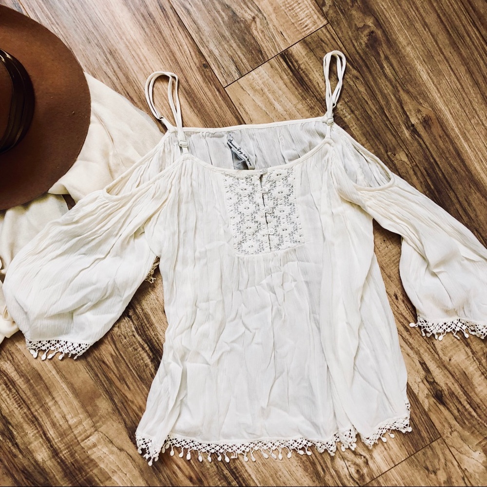 American Rag off the shoulder white blouse